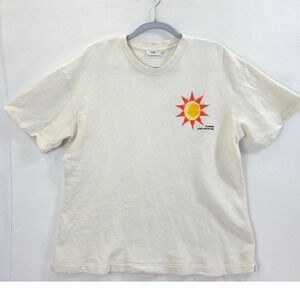 CLOSED Sun Embroidered Graphic Shirt Cotton Linen Beige Men M Coastal